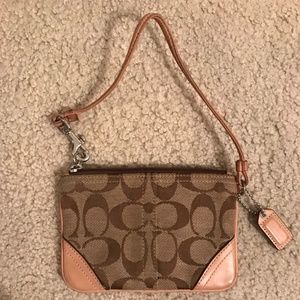 Coach- Small Brown/Tan Wristlet